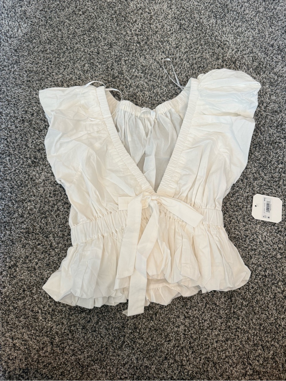 Altard State White Tie-Front Ruffle Peplum Top